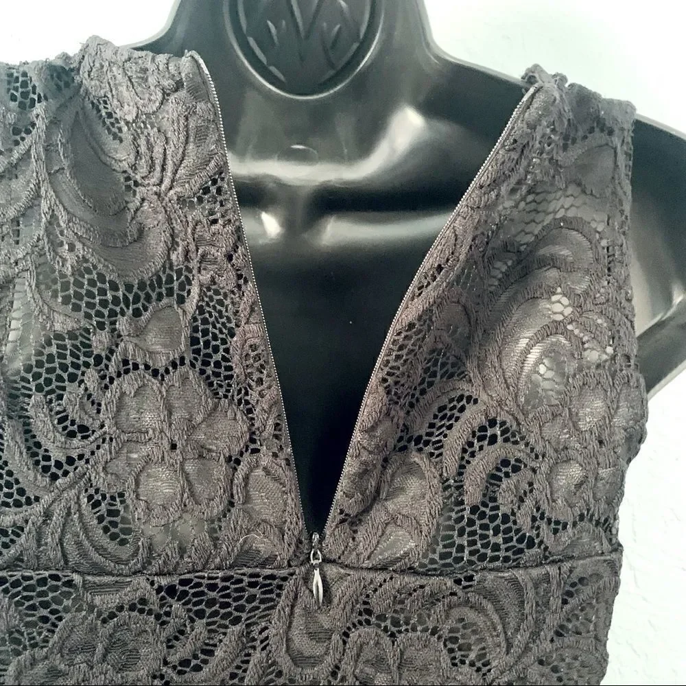 Ambiance Black Lace Overlay Midi Dress Size Small - Picture 13 of 15